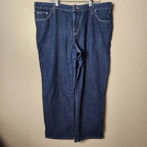 Dickies Women Dark Wash Straight Leg Flannel Lined Jeans-Size 18